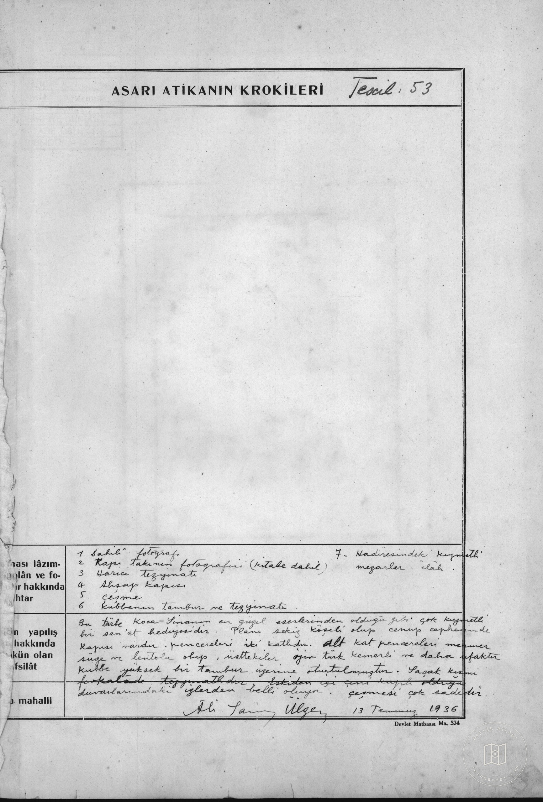 HÜSREV PAŞA Tomb — Document