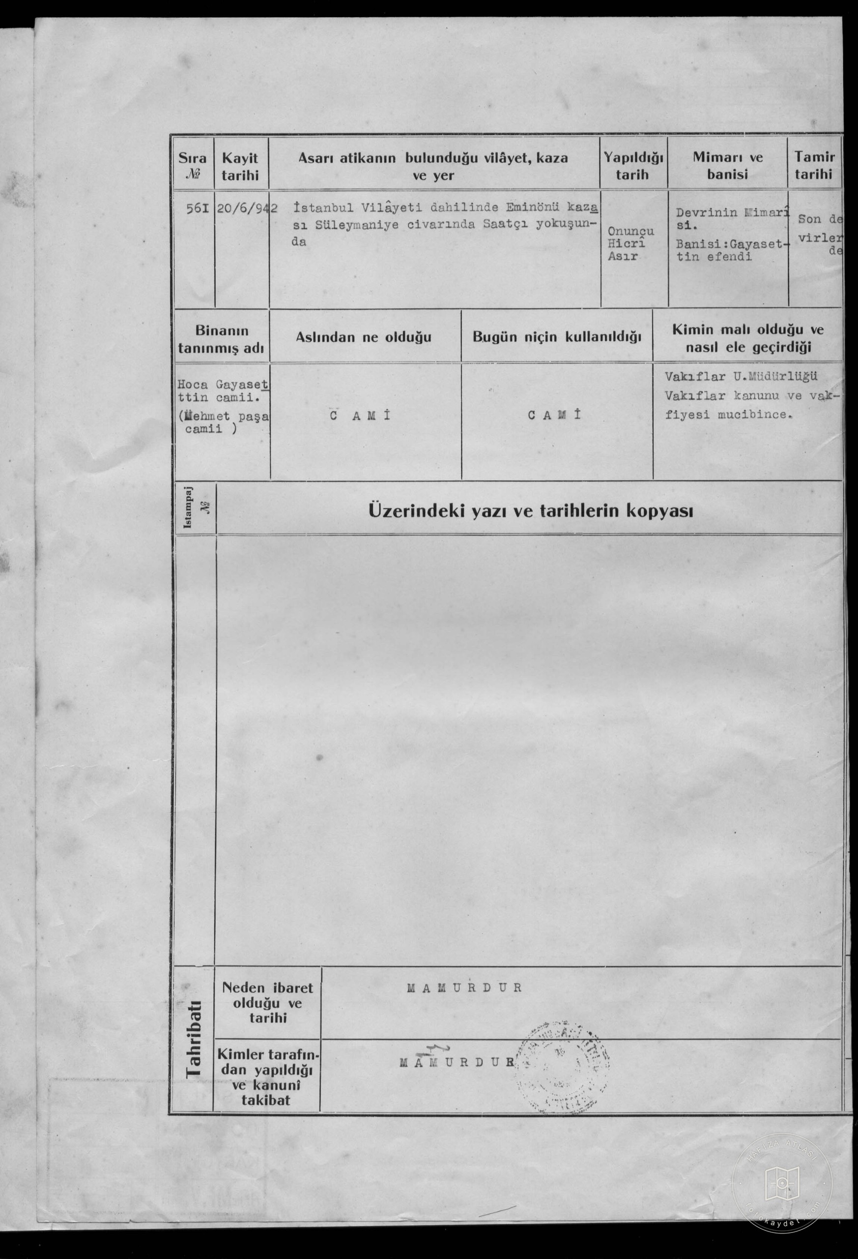 Mosque(MEHMET PAŞA Mosque) — Document