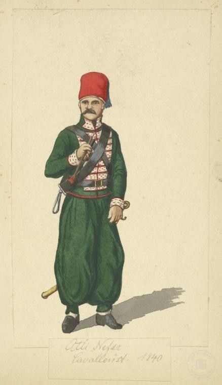 Ottoman People, Soldiers, Officers, Costumes — Portrait from the archive