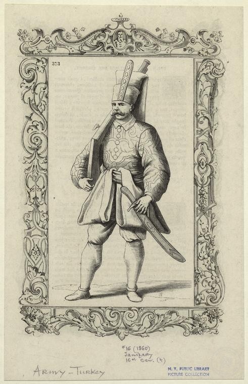 Ottoman People, Soldiers, Officers, Costumes — Portrait from the archive