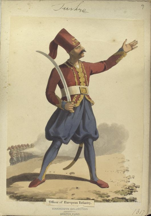 Ottoman People, Soldiers, Officers, Costumes — Portrait from the archive