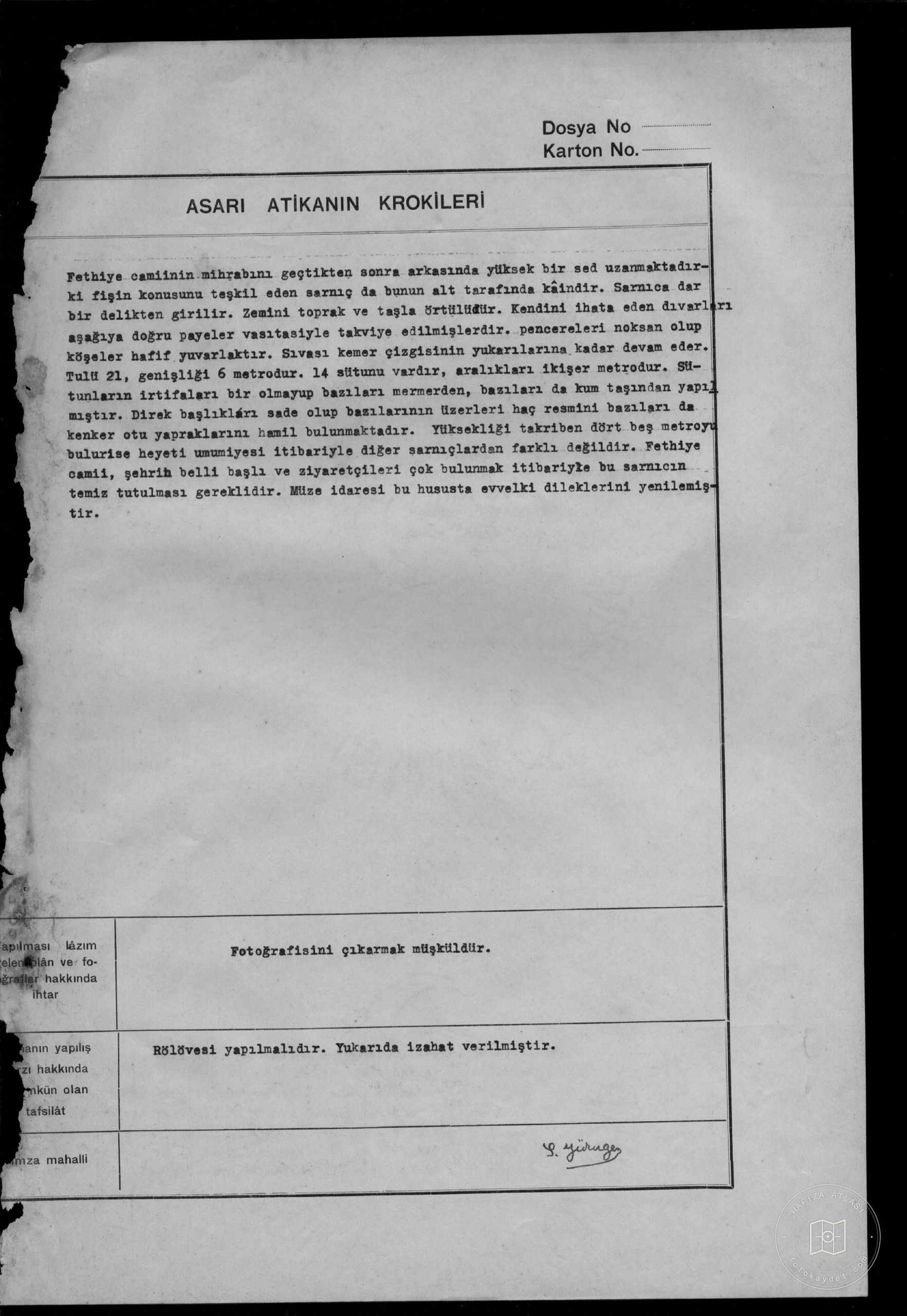 Fethiye Cistern — Document