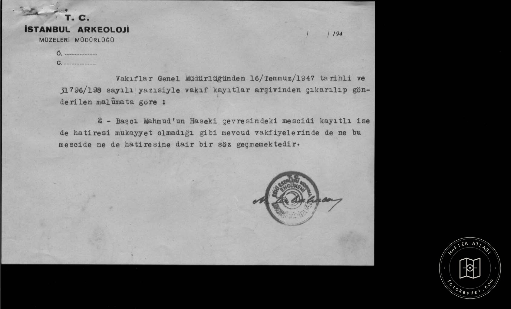 Başcı Hacı Mahmut Efendi Çeşmesi — Belge