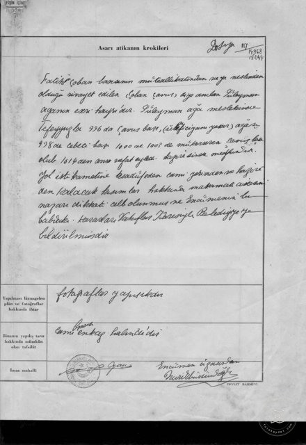 Fatih Shepherd Çavuş Mosque — Archival document