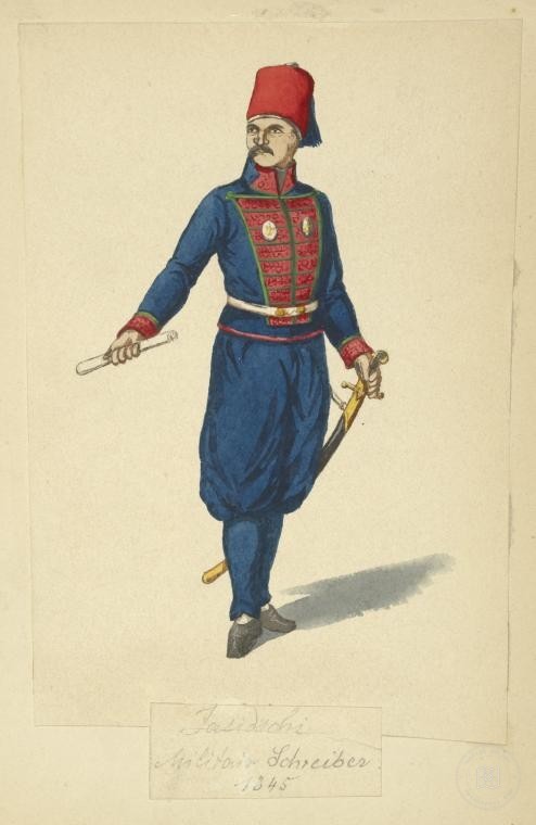 Ottoman People, Soldiers, Officers, Costumes — Portrait from the archive