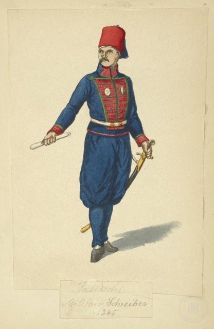 Ottoman People, Soldiers, Officers, Costumes — Portrait from the archive