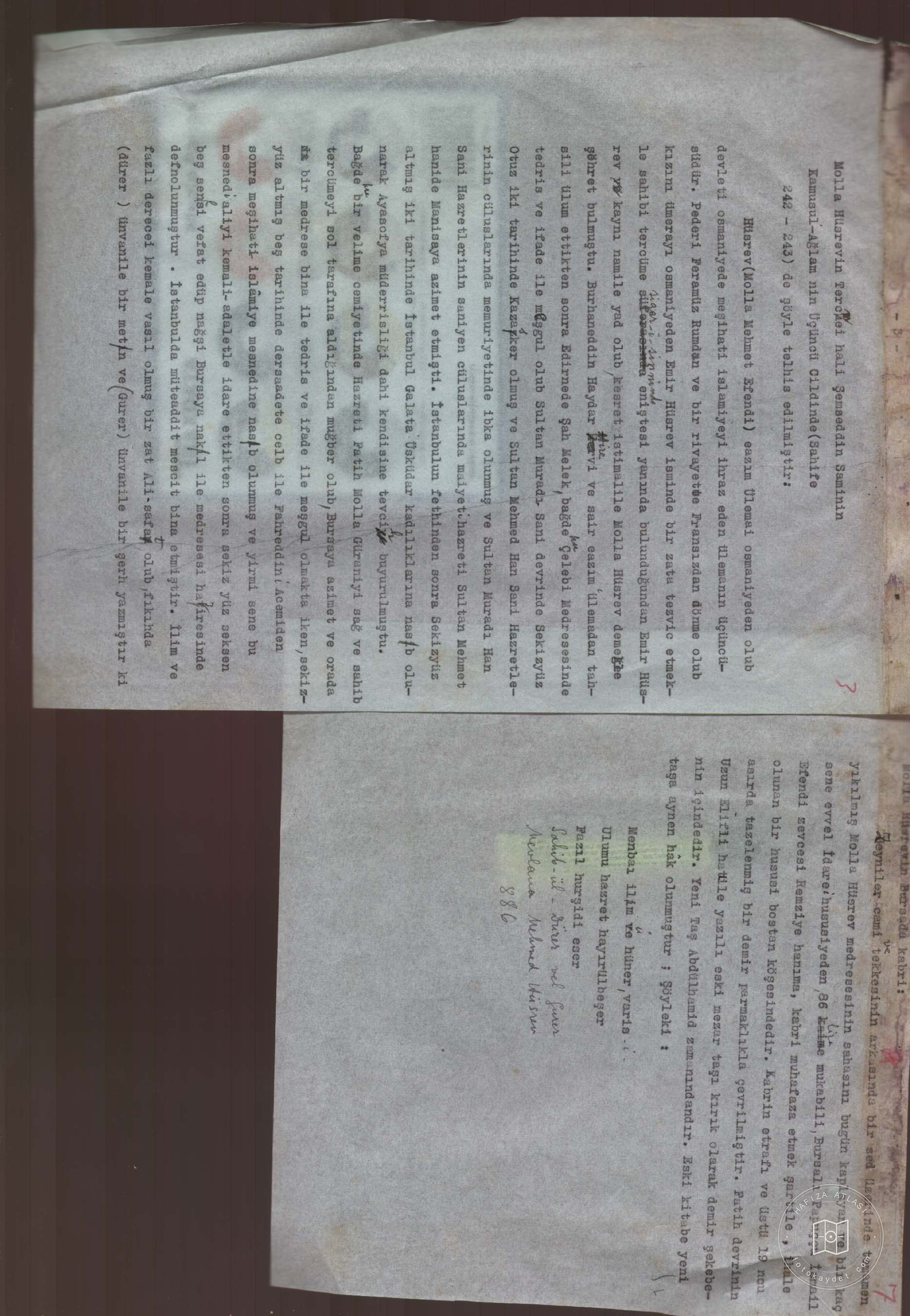MOLLA HUSREV Mosque — Document