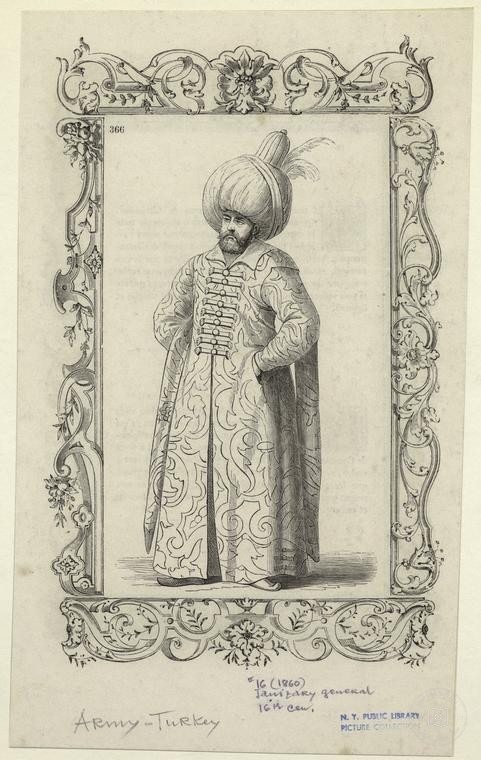 Ottoman People, Soldiers, Officers, Costumes — Portrait from the archive