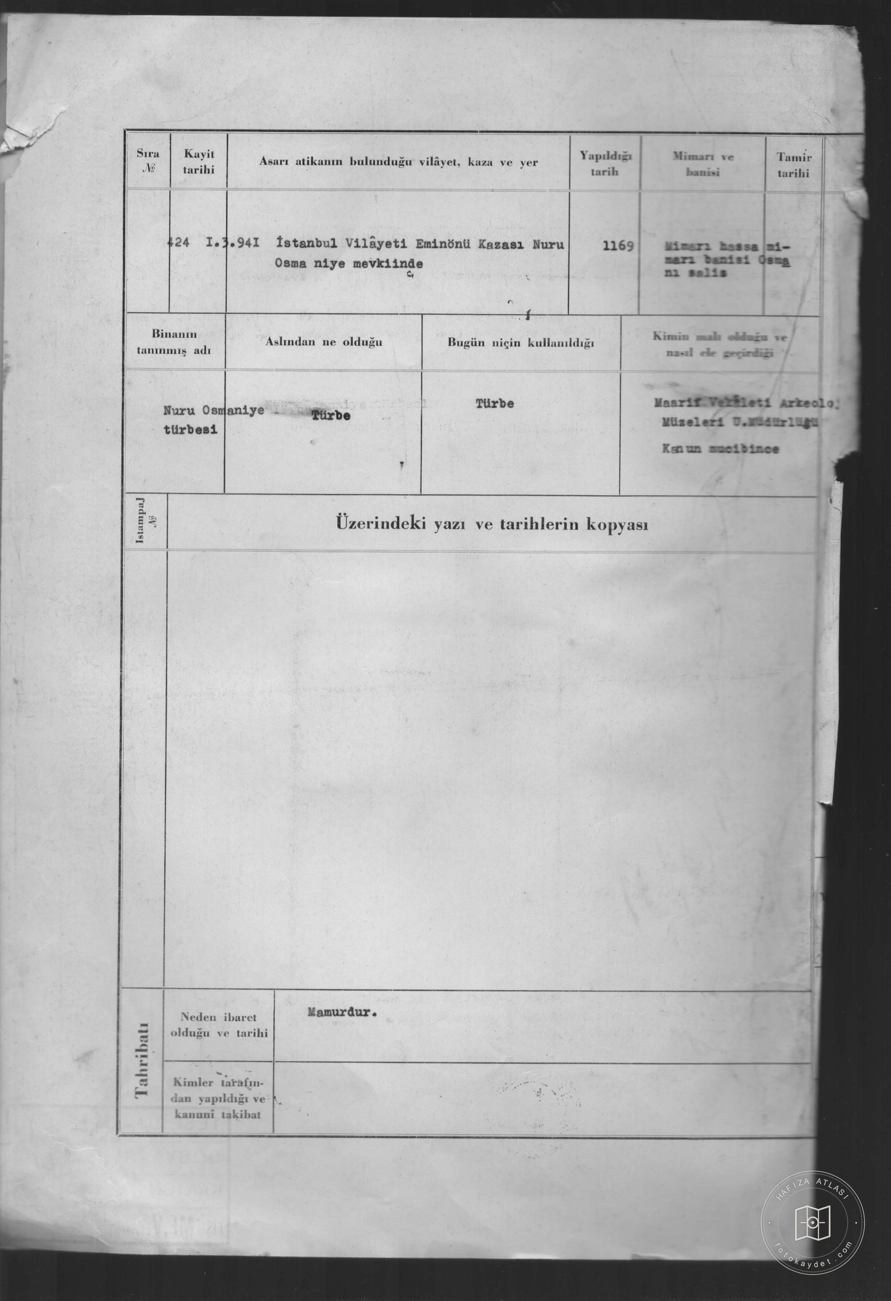 NURU Osmaniye Tomb — Document