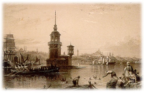 Kız Kulesi ve İstanbul Kıyıları — Gravür