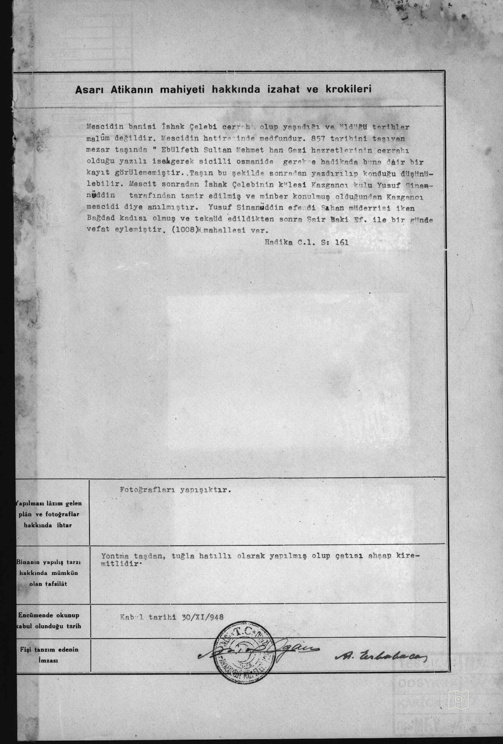KAZGANCI SADİ Mosque — Document