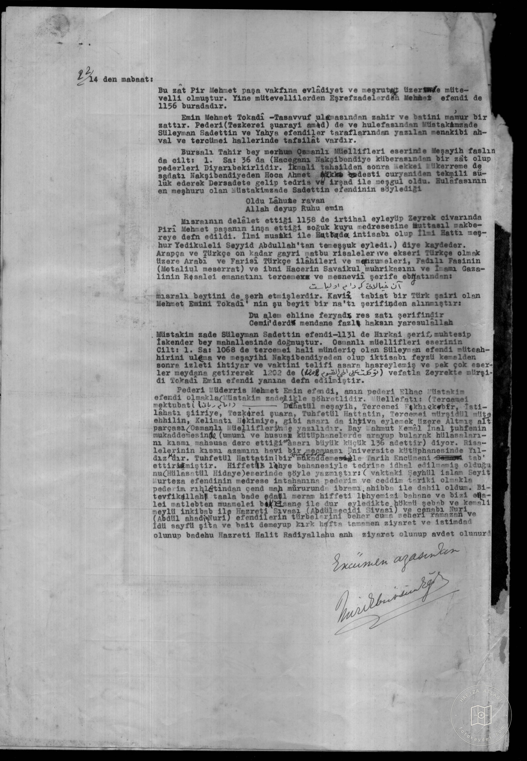 Cold Well Piri Mehmet Pasha Mosque, medresesi, kabristan — Document
