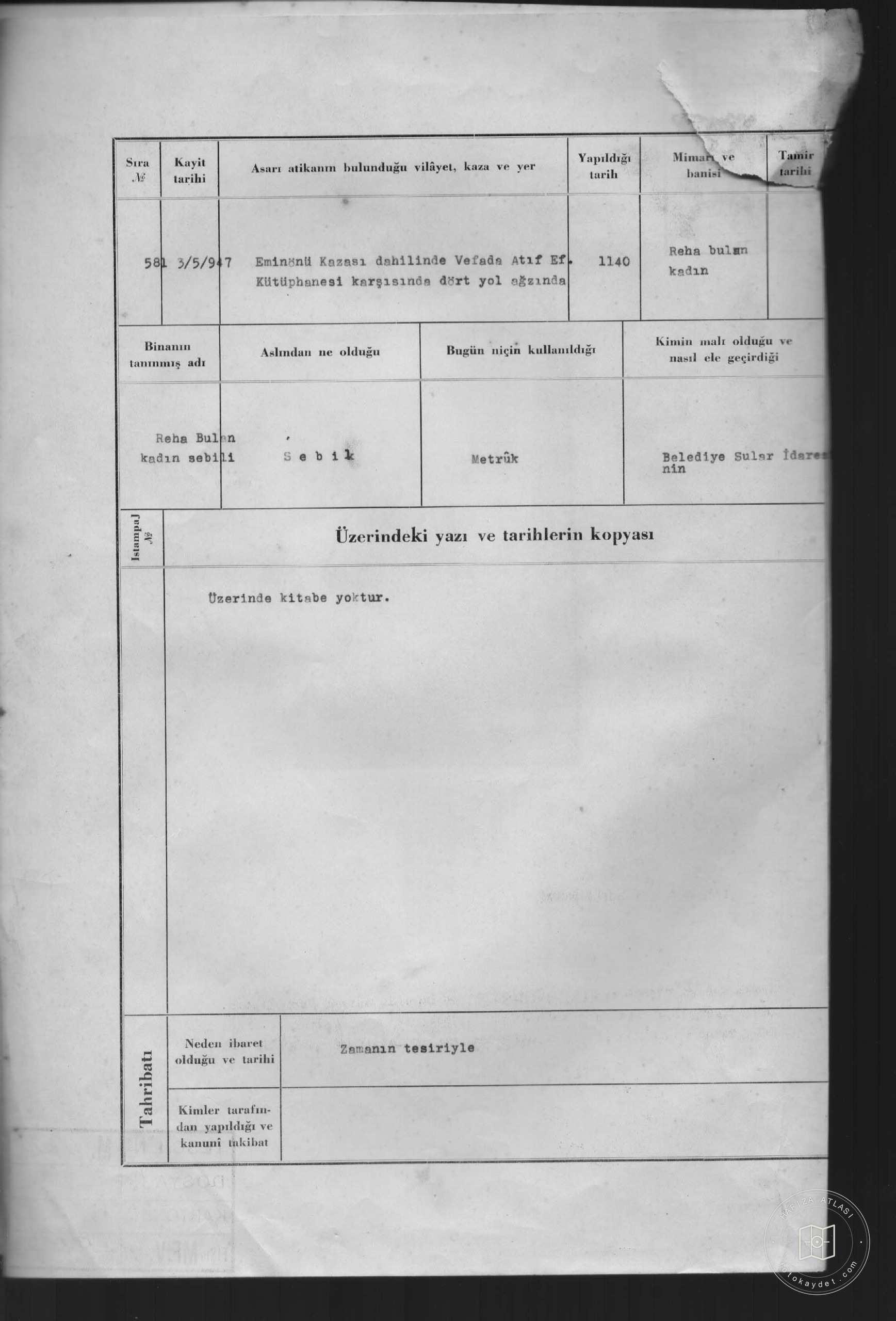 Reha Bulan Woman Sebili — Archive record