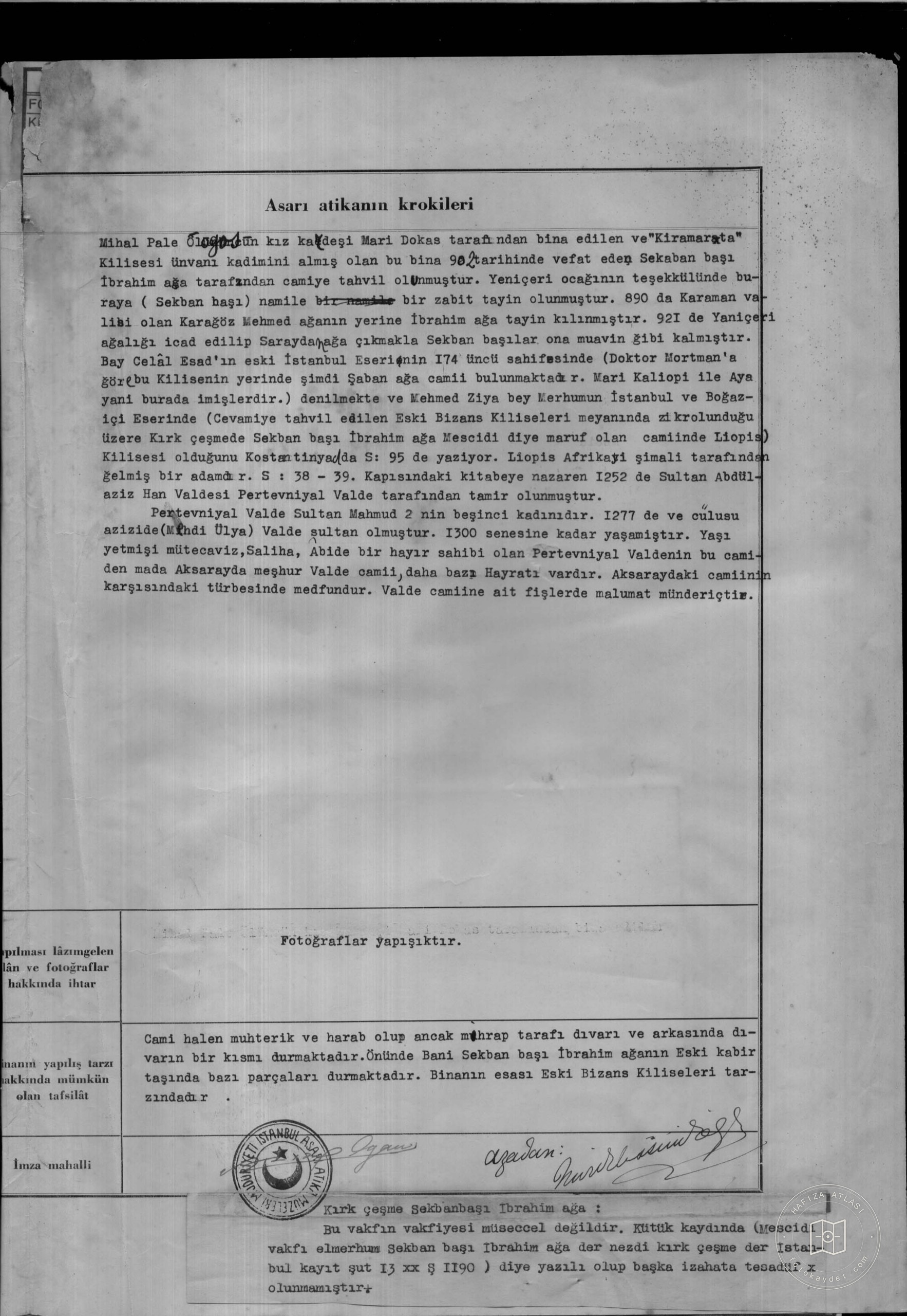 Sekban Başı Mescidi — Belge