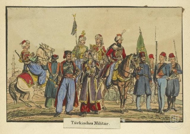 Ottoman People, Soldiers, Officers, Costumes — Portrait from the archive