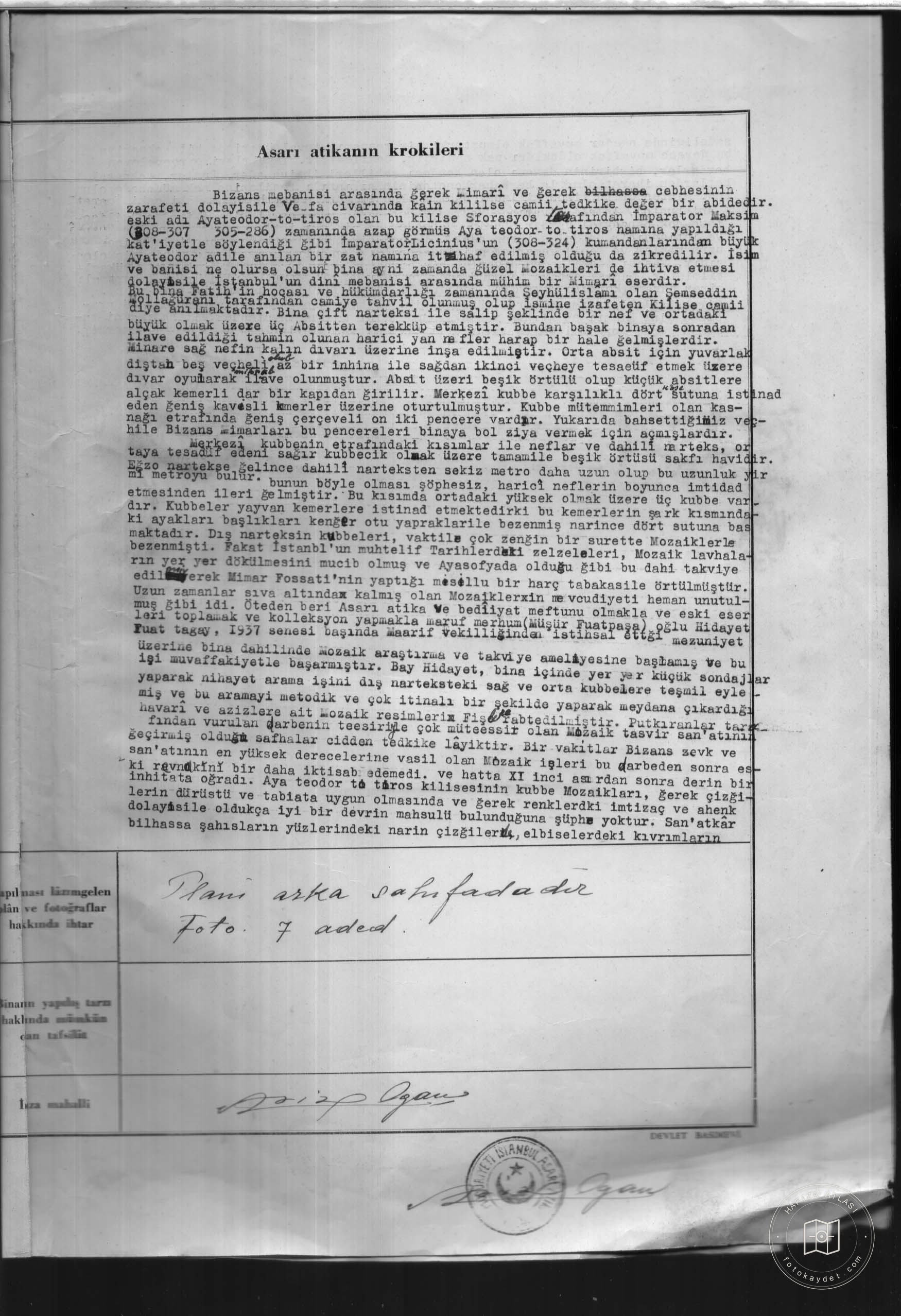 KİLİSE Mosque and ŞEMSEDDİN MOLLAGÜRANI — Document