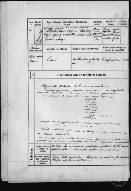 Hüsamettin Mosque — Document