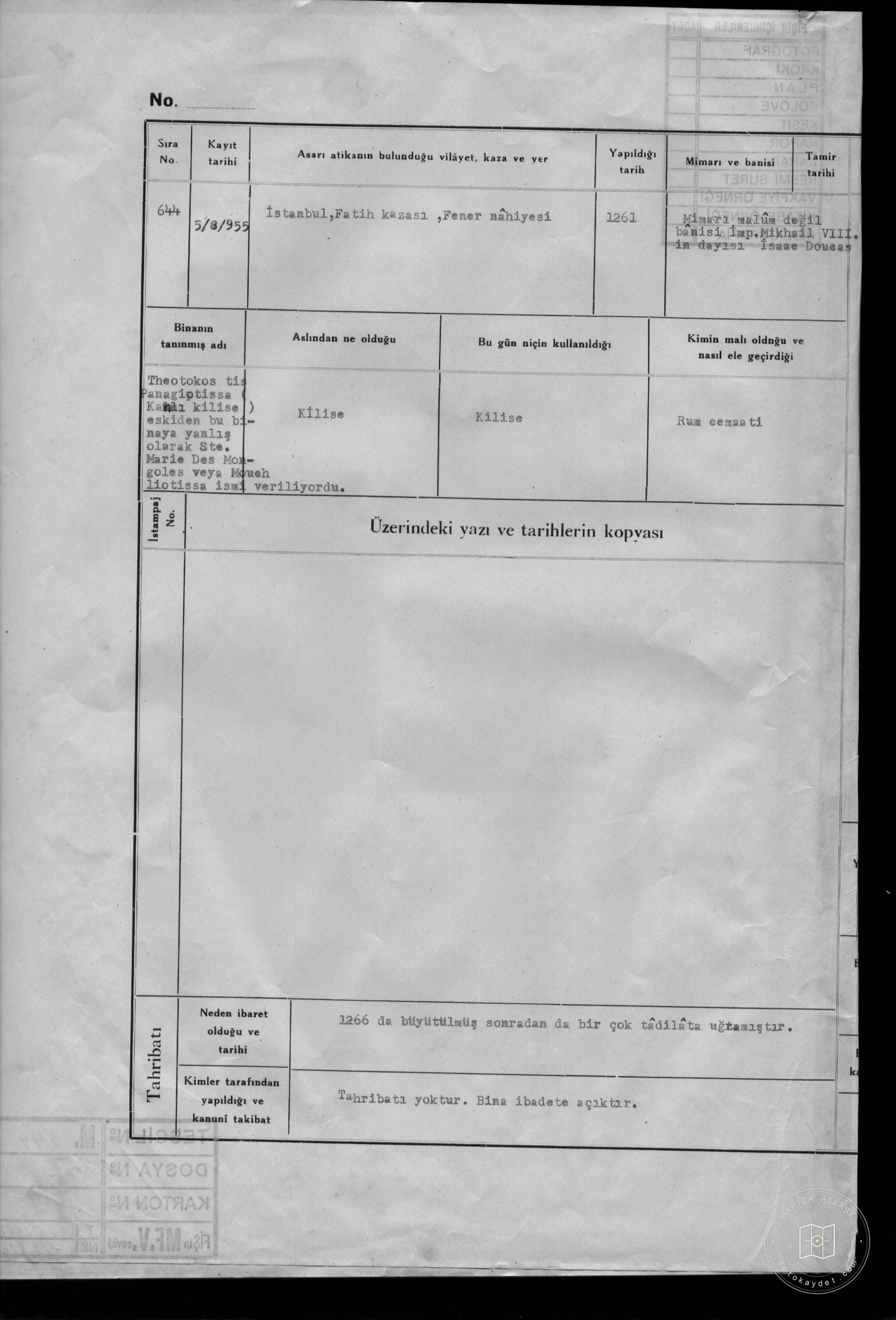 KANLI KİLİSE(THEOTOPOS TİSKANAGİOTİSSA) — Document