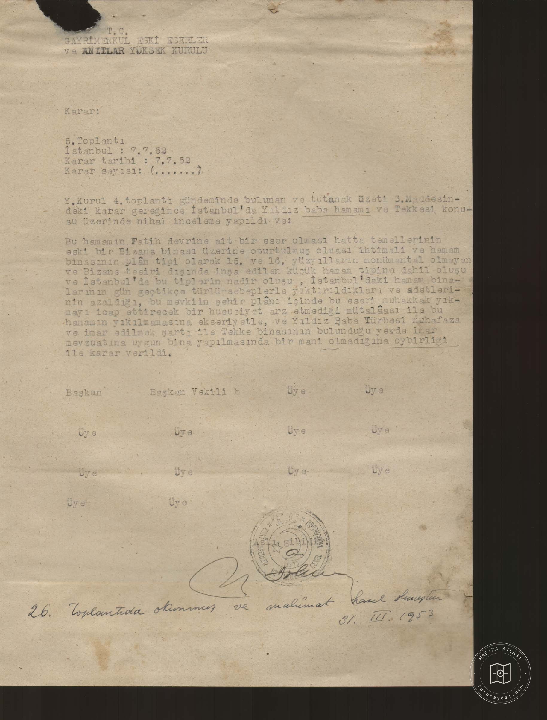 Yıldız HAMAMI AND Yıldız BABA Tomb — Document