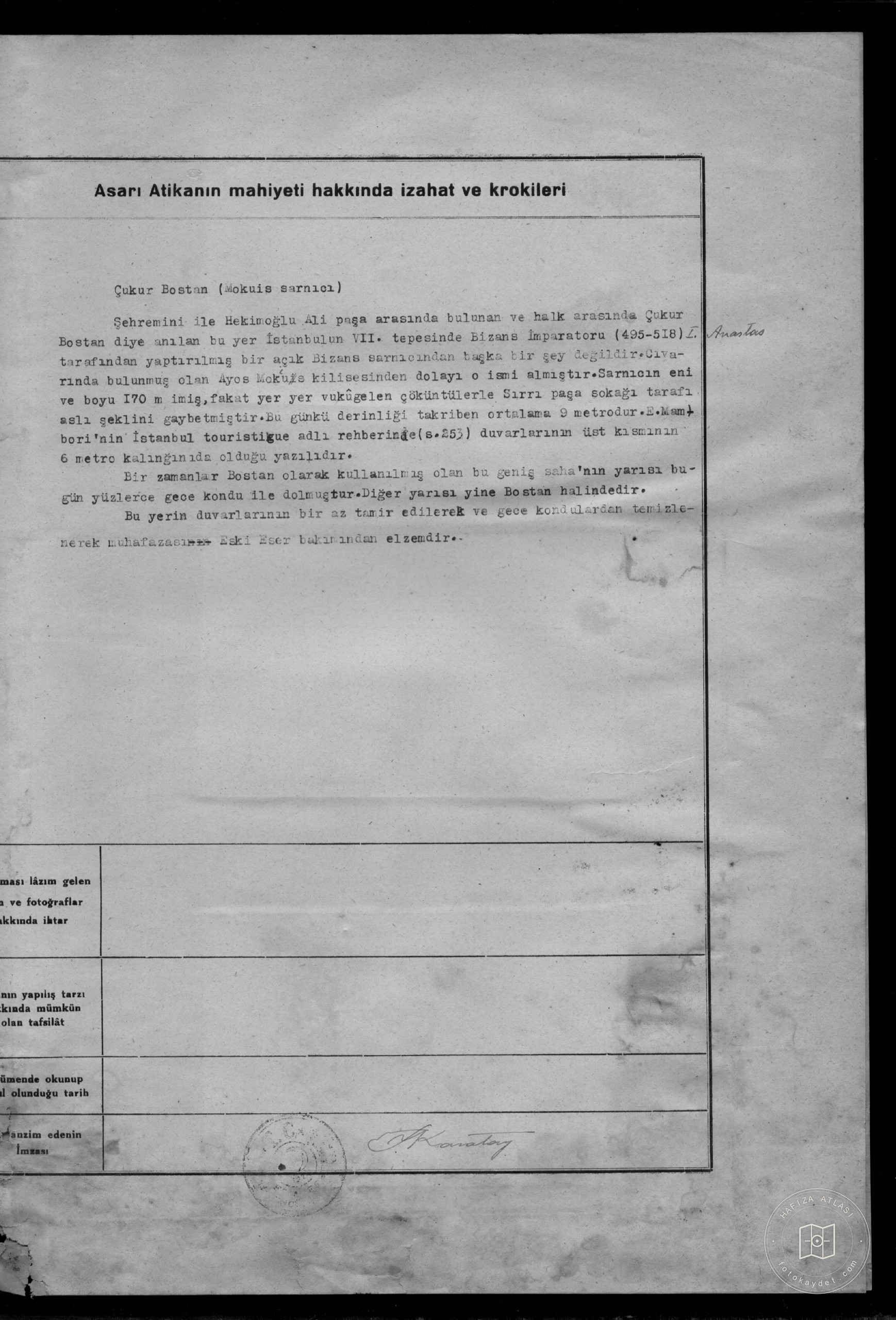 Mokius Sarnıcı, pitbostan — Document