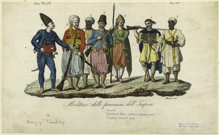 Ottoman People, Soldiers, Officers, Costumes — Portrait from the archive