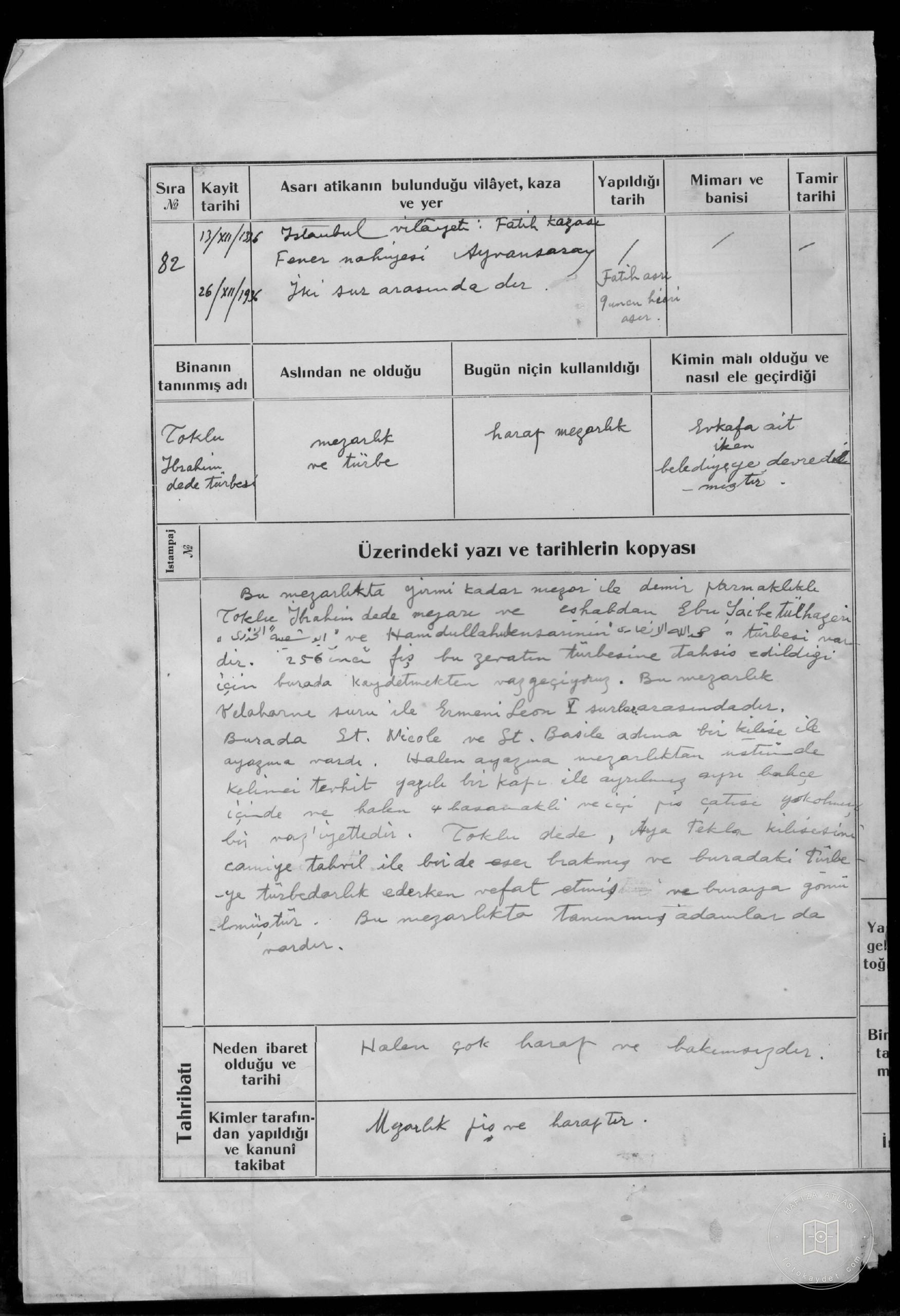 TOKLU IBRAHİM DEDE Tomb — Document