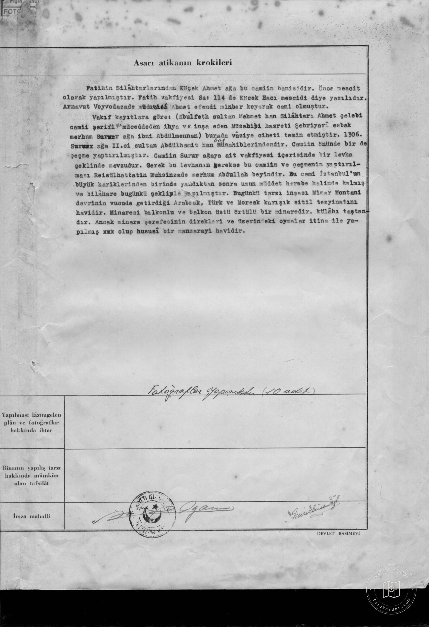 HACI KÖÇEK Mosque — Document