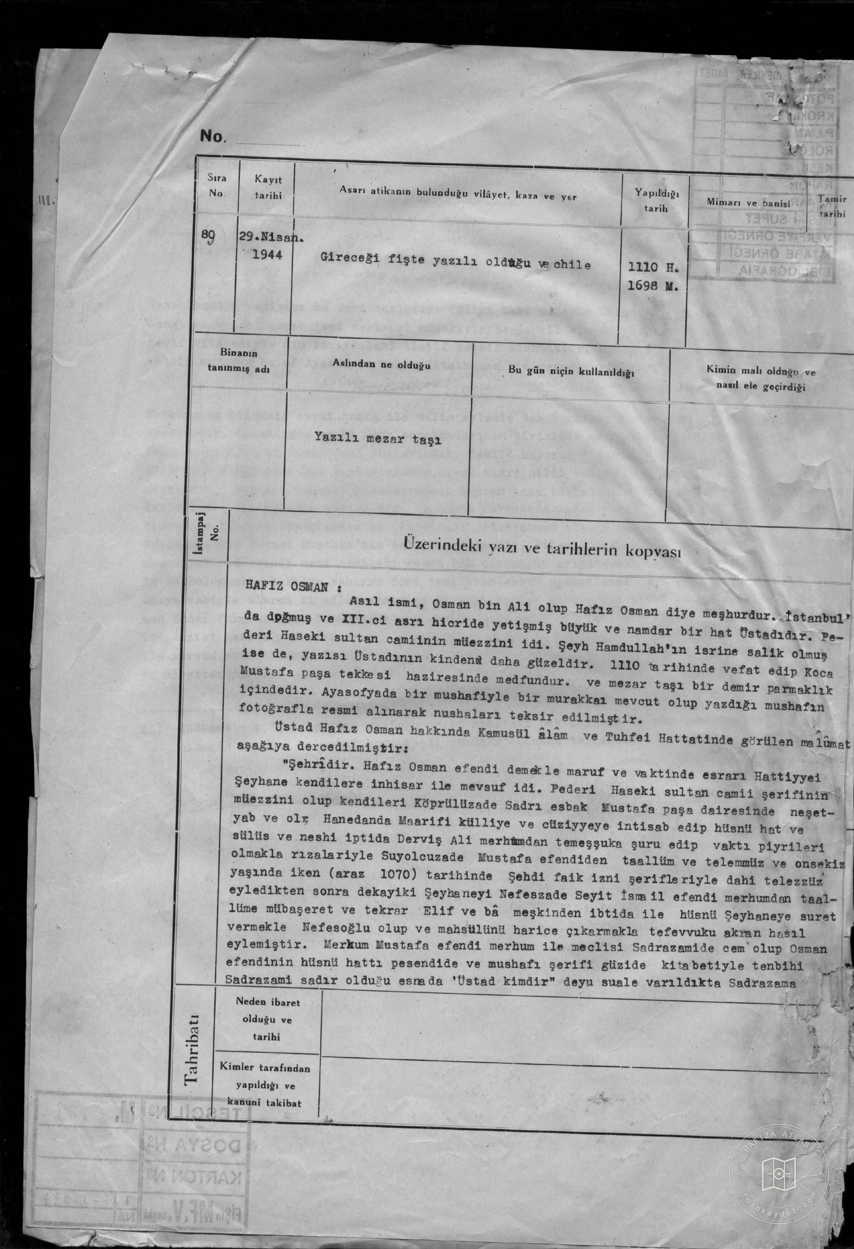 Sümbül Efendi Dervish Lodge and SOFTWARE STONE — Document