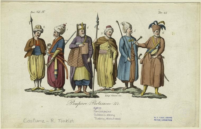 Ottoman People, Soldiers, Officers, Costumes — Portrait from the archive