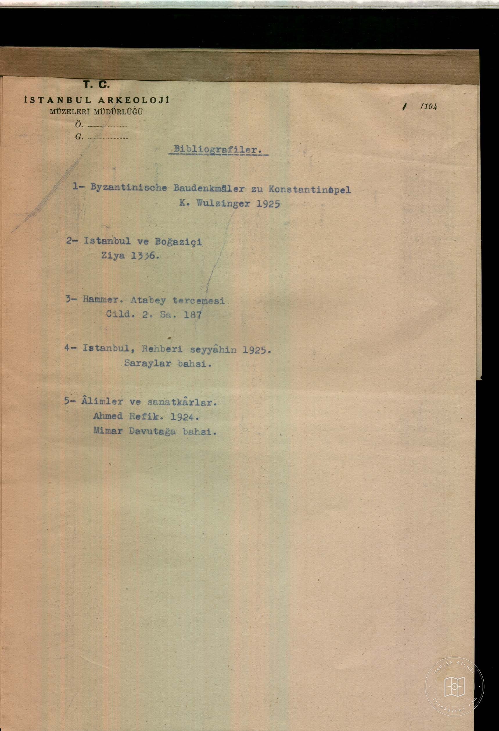 SİNAN PAŞA CORNER Fountain — Document