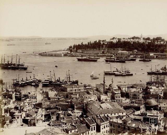 Galata Tower from Sarayburnu · Sébah and Joaillier Photo · 1880s