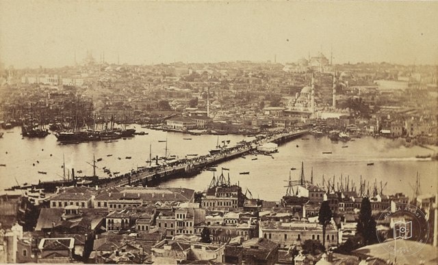 Galata Kulesi'den Köprü ve Eminönü · Pascal Sébah Fotoğrafı · 1870 Civarı