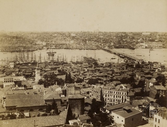 Unkapanı Bridge from Galata Tower · 19th Century