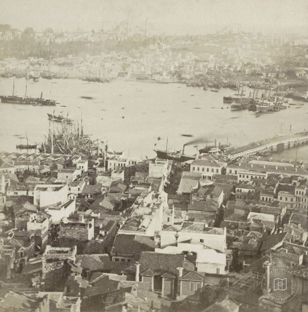 Galata Kulesi'nden Karaköy Sophus Williams & E. Linde & Co. 1860 - 1890