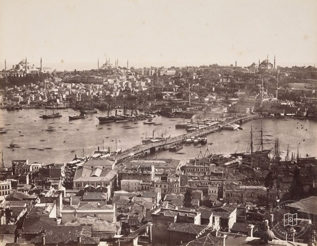 Galata Kulesi'nden 2. Galata Köprüsü · Abdullah Fréres · 1870