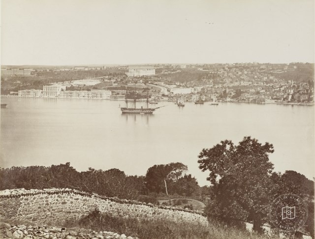 High Definition Üsküdar Backs Beşiktaş, Dolmabahçe and Bosphorus Panorama · 19th Century