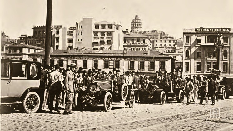 Firefighters and equipment ready outside the fire station, 1932