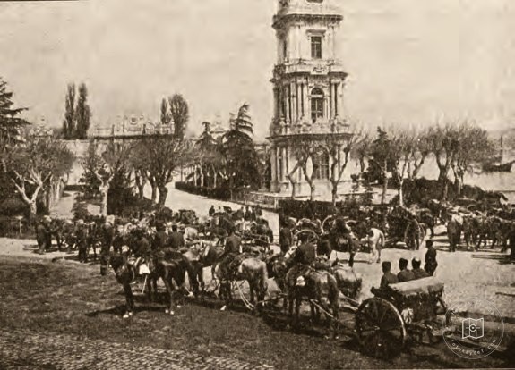 Action Army artillery beneath the Dolmabahçe Palace clock tower