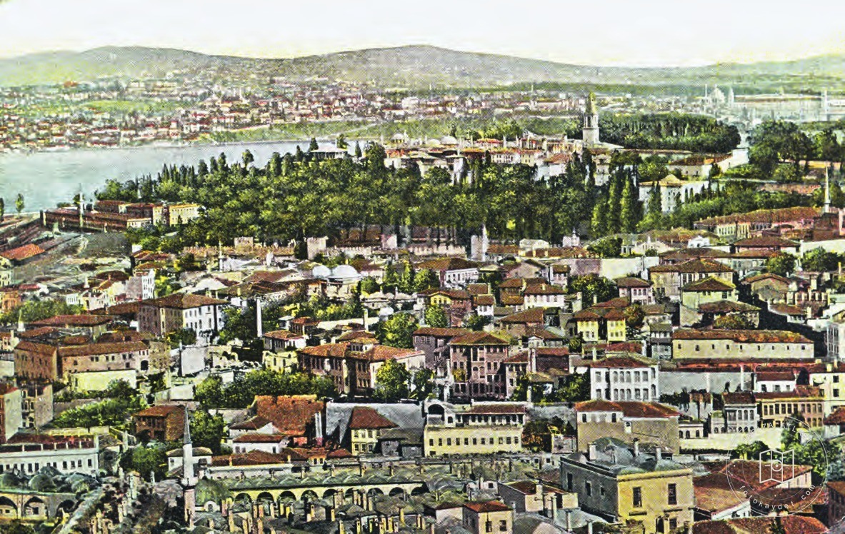 The walled city with Üsküdar, Harem and Selimiye across the water in the late nineteenth century