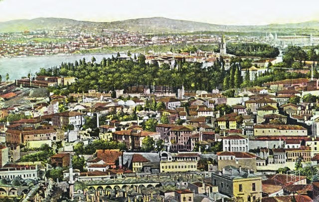 The walled city with Üsküdar, Harem and Selimiye across the water in the late nineteenth century