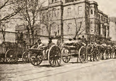 Action Army artillery passing along Pangaltı Avenue
