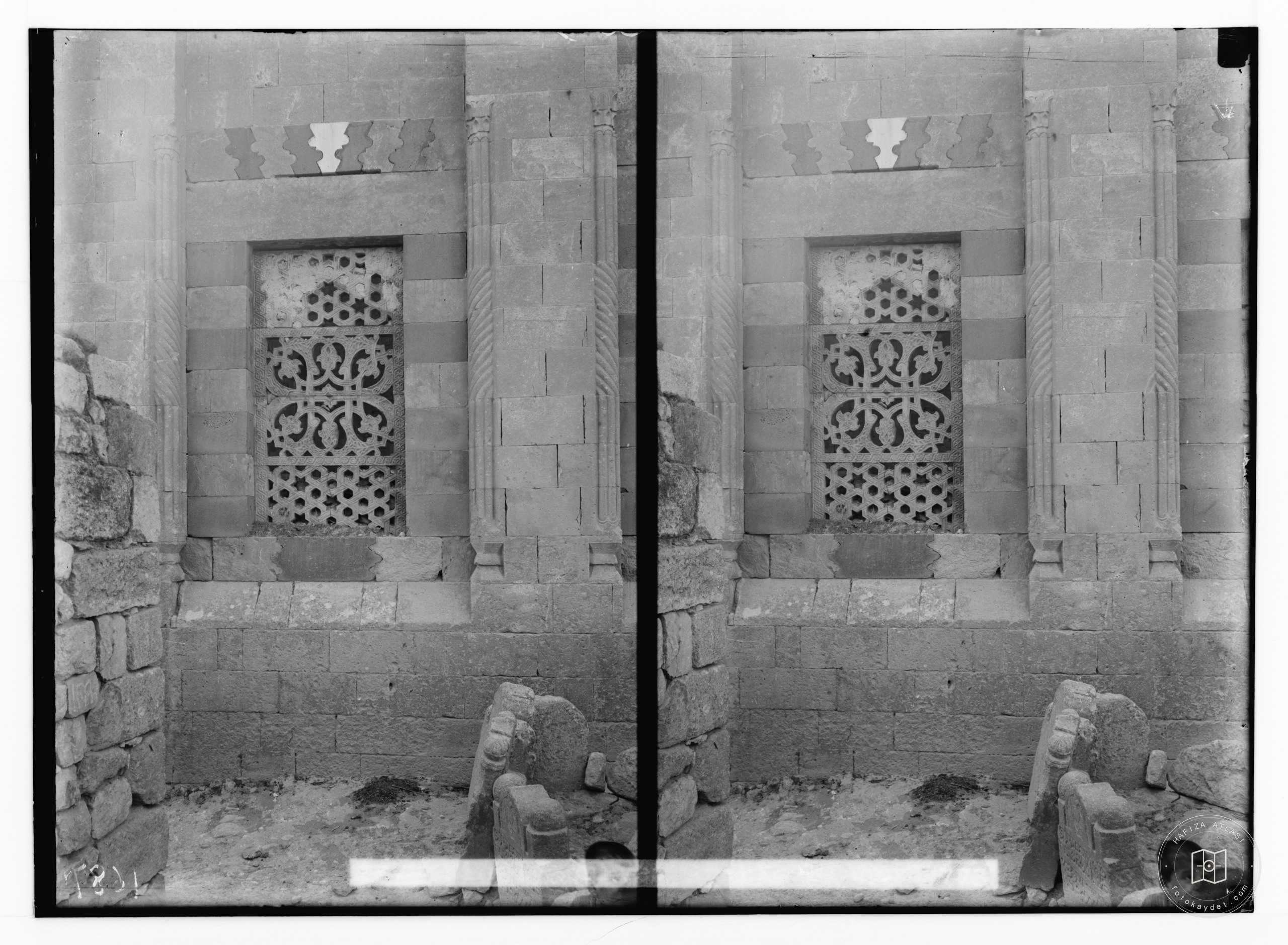 Aleppo (Haleb) and environs. Finely carved Arabic window