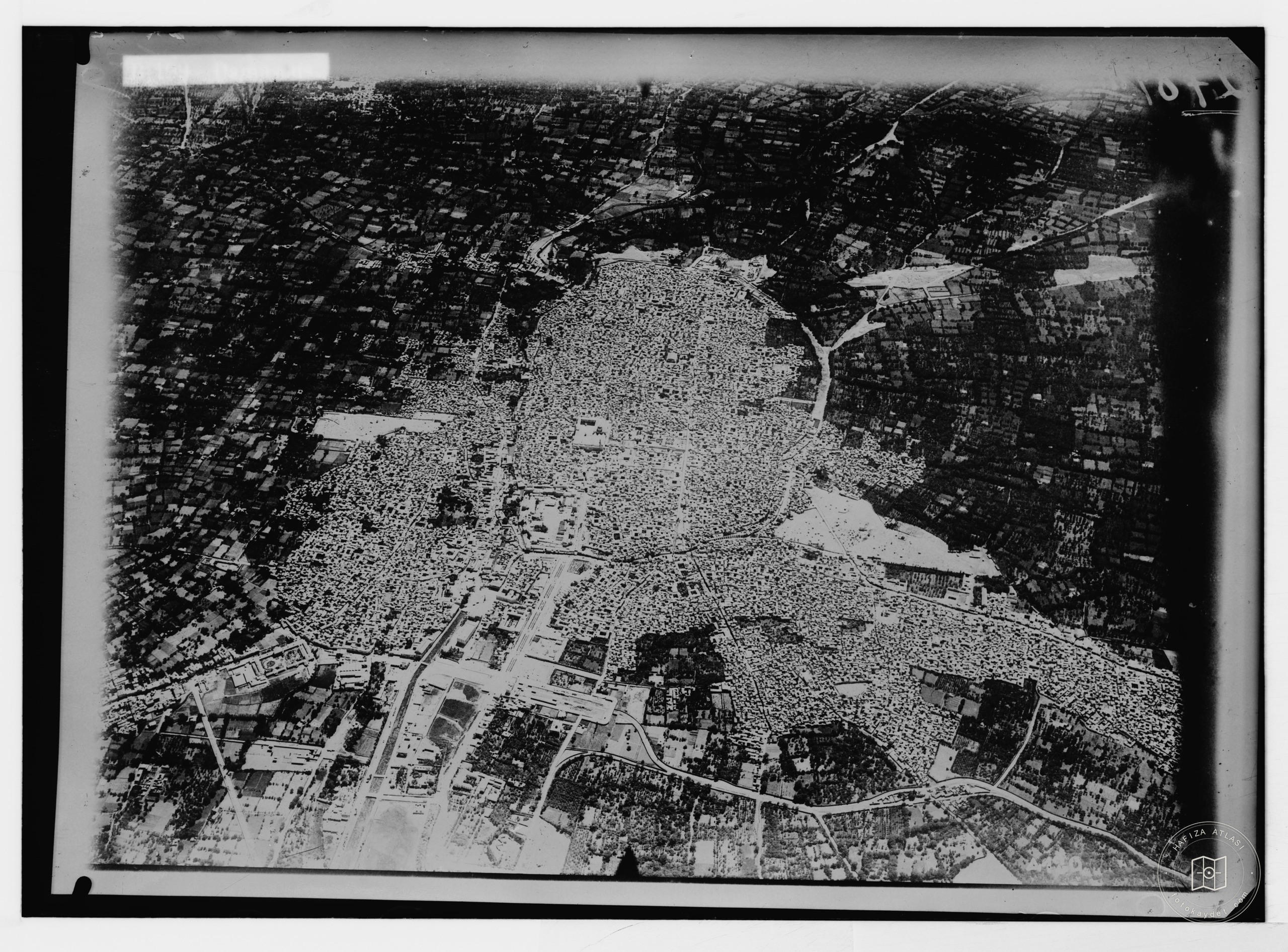 Series of first aerial photographs of Palestine and Syria. Damascus