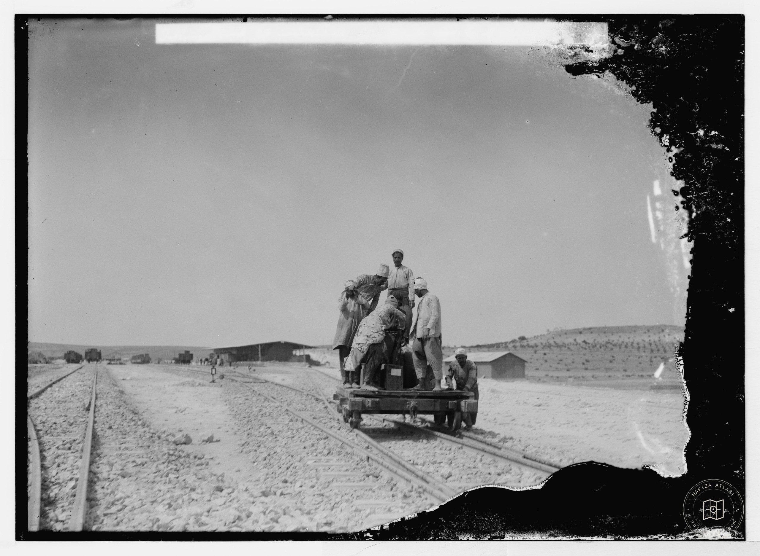 German Baghdad Railway, 190_. Taking food to workmen by handcar E. of Aleppo (railyard)