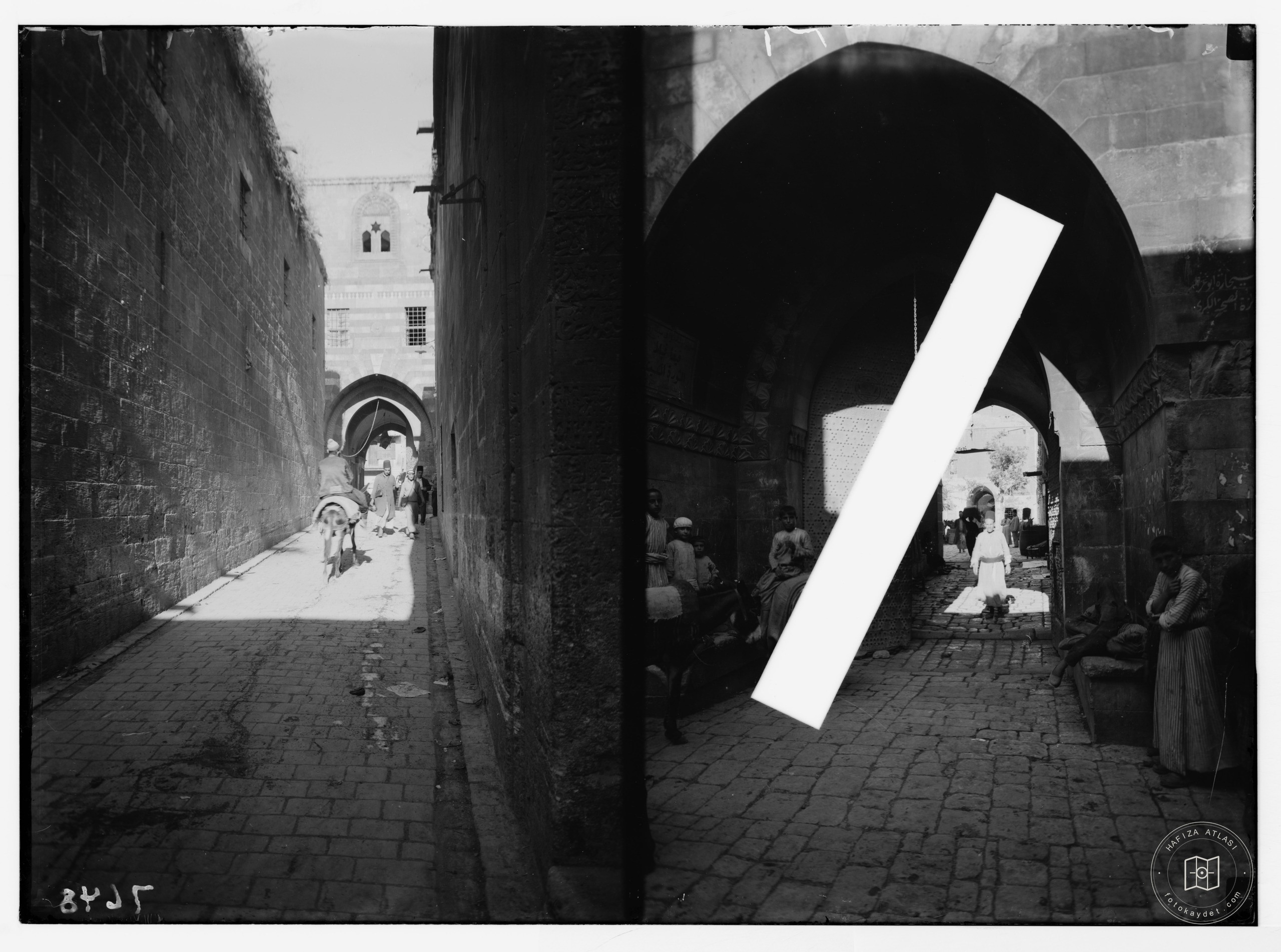 Aleppo. A narrow street in the old quarter; Another view of a narrow street in the old quarter of Aleppo