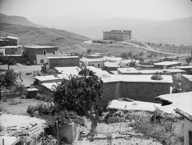 Anti Lebanon. Rayak to Damascus. Bludan showing the large French hotel in the distance