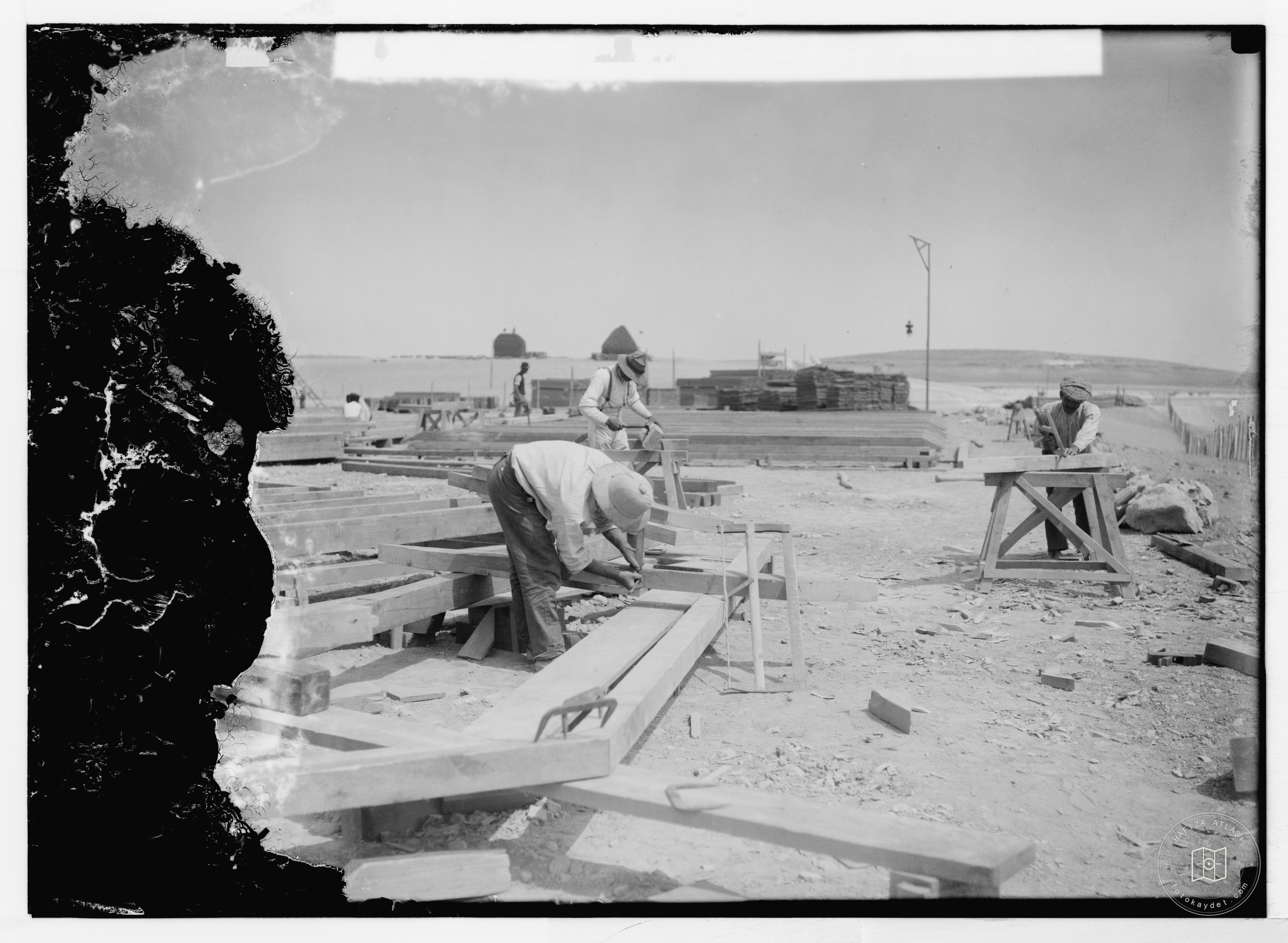 German Baghdad Railway, 190_. Workers making woodwork for stations E. of Aleppo