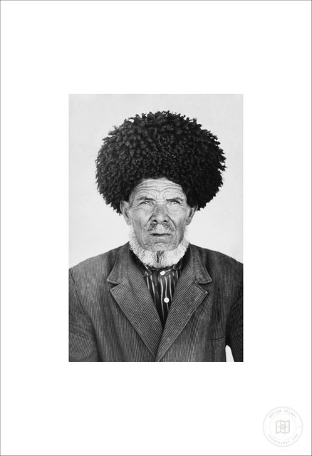 Turkmenistan — Portrait of an Elder Wearing a Telpek