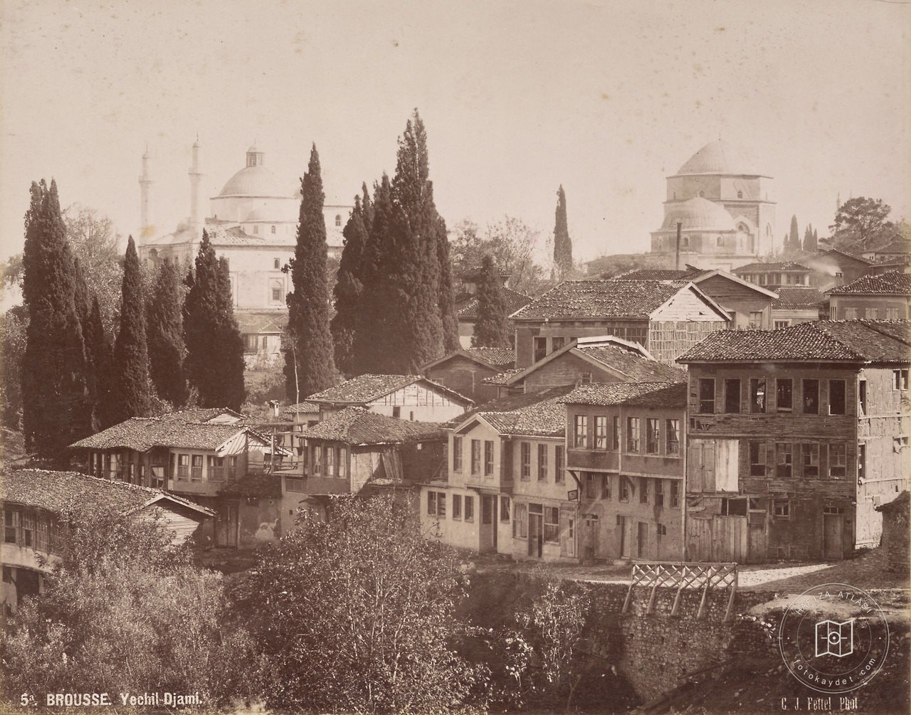 1870′lerde Bursa Yeşil Cami, C.J.Fettel Fotoğrafı