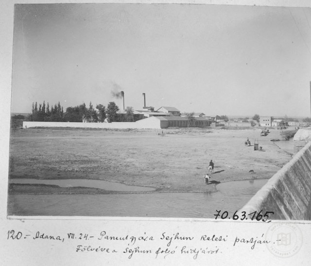 Seyhan Nehri ve Köprü Üstünden Pamuk Fabrikası / Adana / 1914